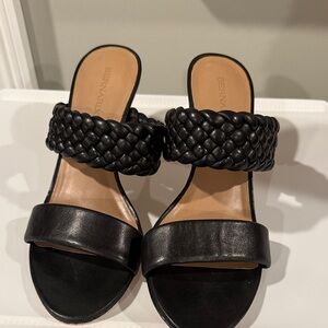 Bernardo Black Braided Double-Band Slide Mules